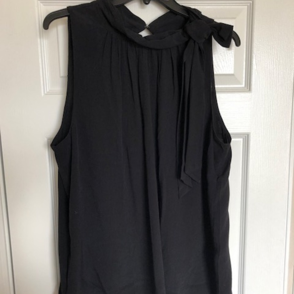 XL Ann Taylor Tie Sleeveless Blouse Black